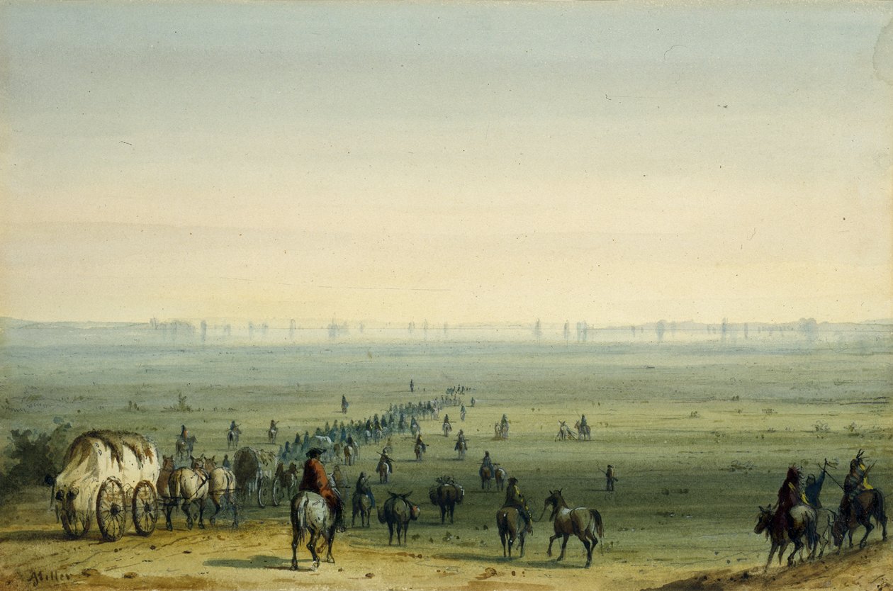 Prairie-taferel: Luchtspiegeling door Alfred Jacob Miller