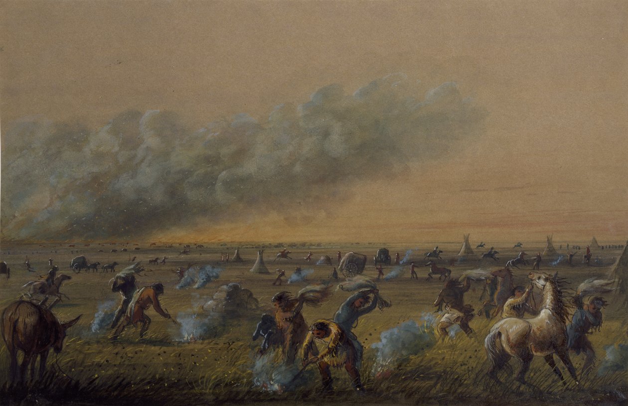 Prairie in brand door Alfred Jacob Miller