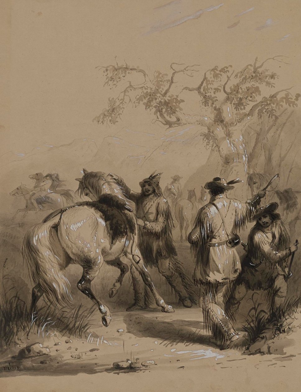 Voorbereiding op een buffeljacht door Alfred Jacob Miller