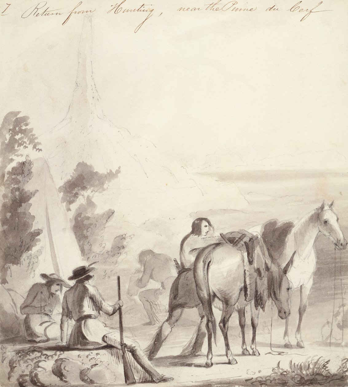 Terugkeer van de jacht, c.1837 door Alfred Jacob Miller