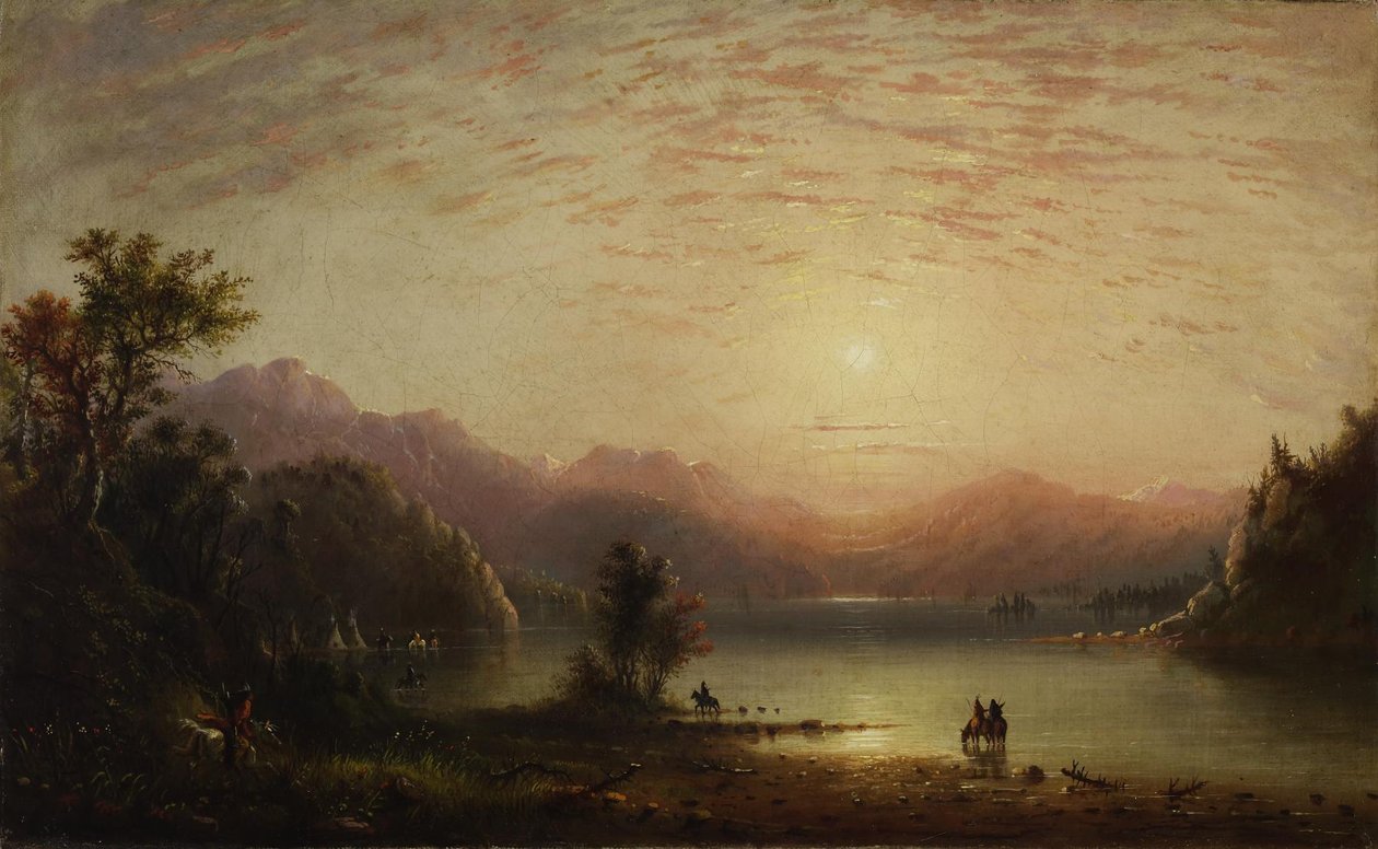 Landschap in de Rocky Mountains door Alfred Jacob Miller
