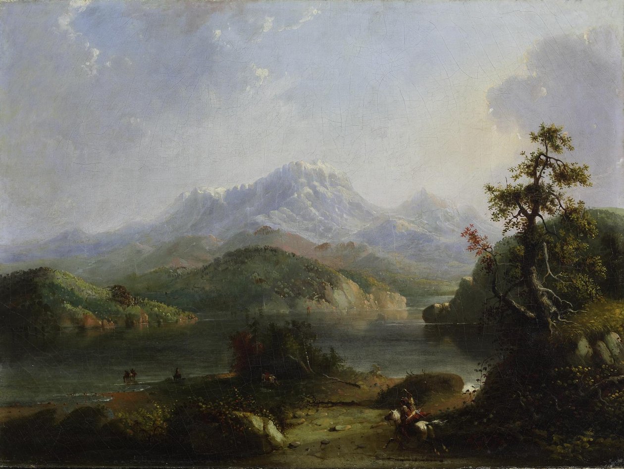 Landschap in de Rocky Mountains, Wind River Mountains door Alfred Jacob Miller