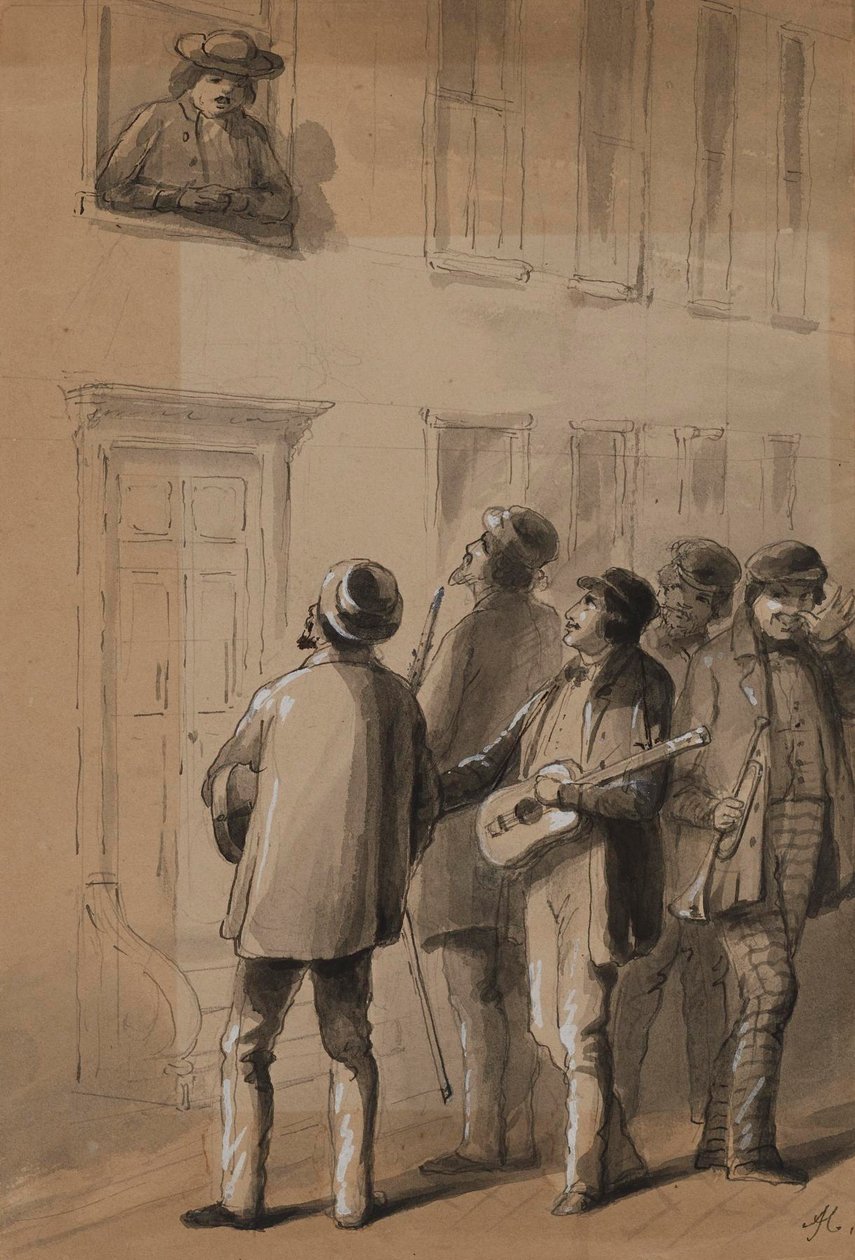 Serenadezangers onder het verkeerde raam door Alfred Jacob Miller