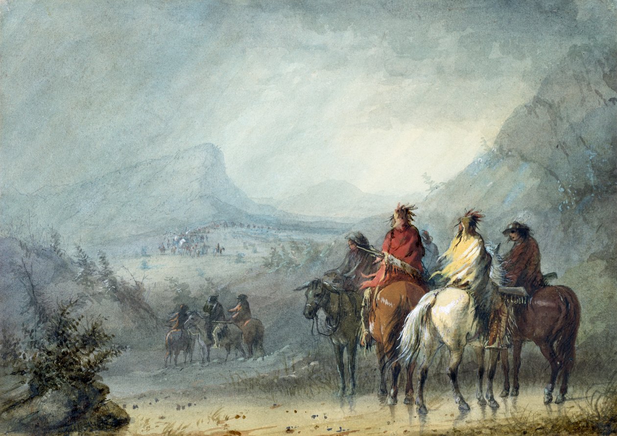 Storm: Wachten op de karavaan door Alfred Jacob Miller