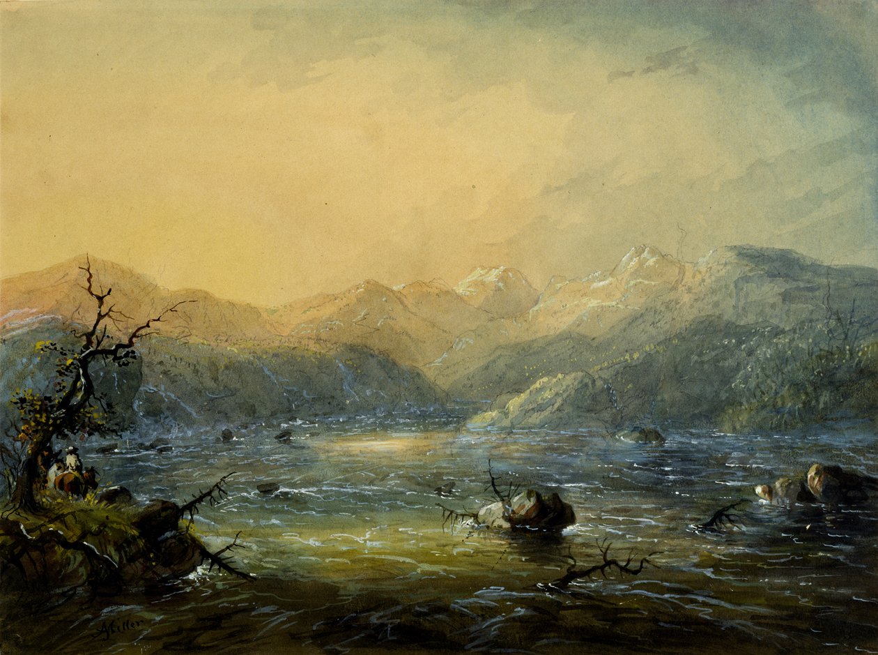 De bergstroom door Alfred Jacob Miller