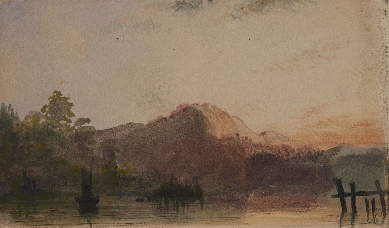 Uitzicht op een berg door Alfred Jacob Miller