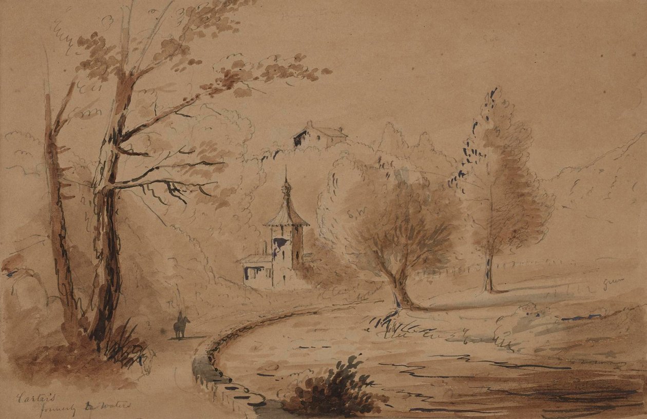 Gezicht op een landgoed door Alfred Jacob Miller