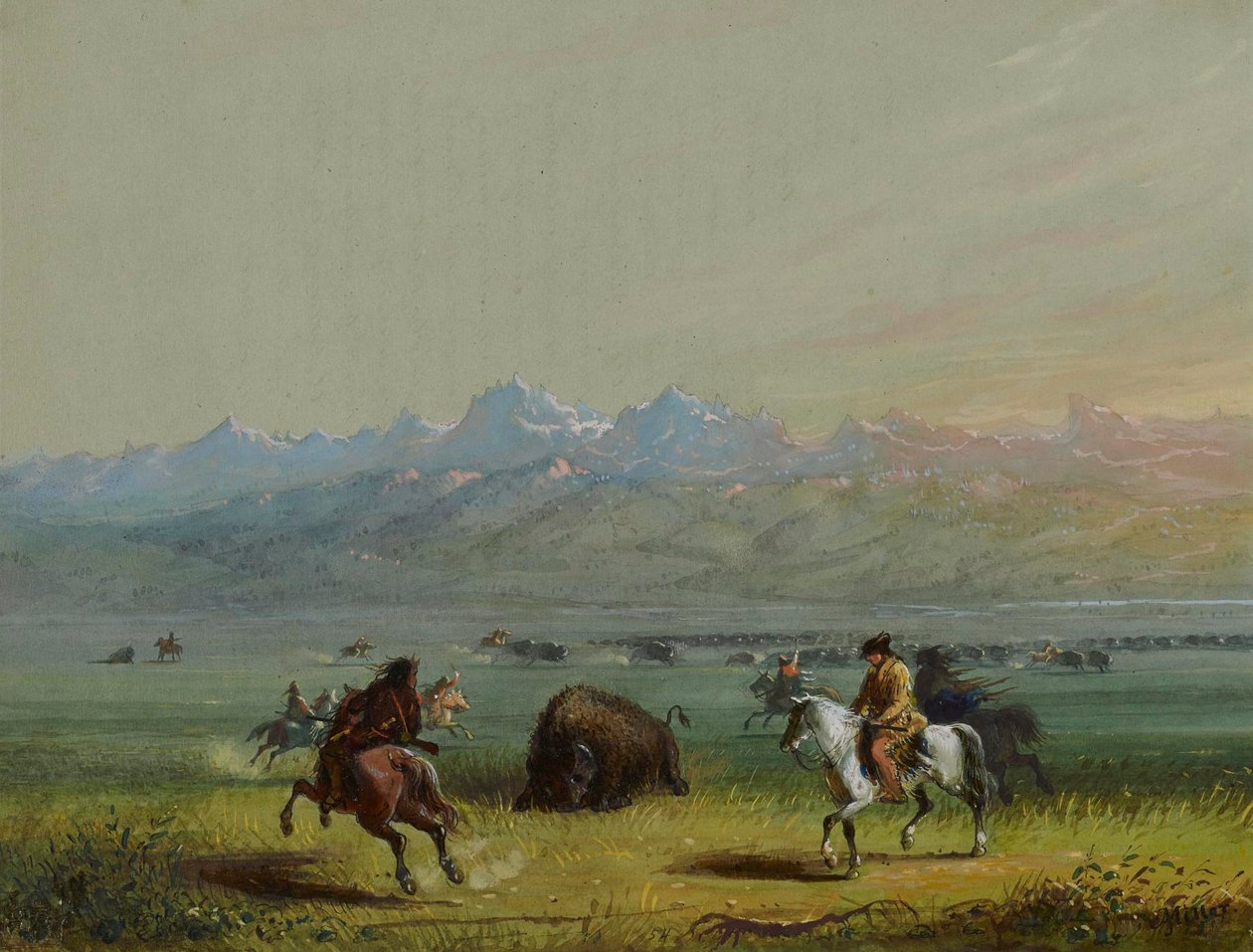 Gewonde buffel door Alfred Jacob Miller