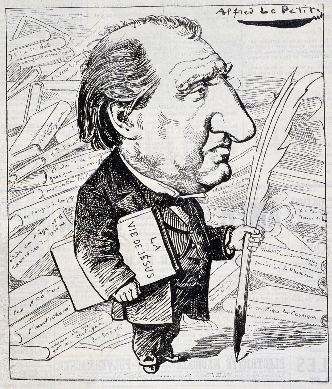 Cartoon door Ernest Renan met 
