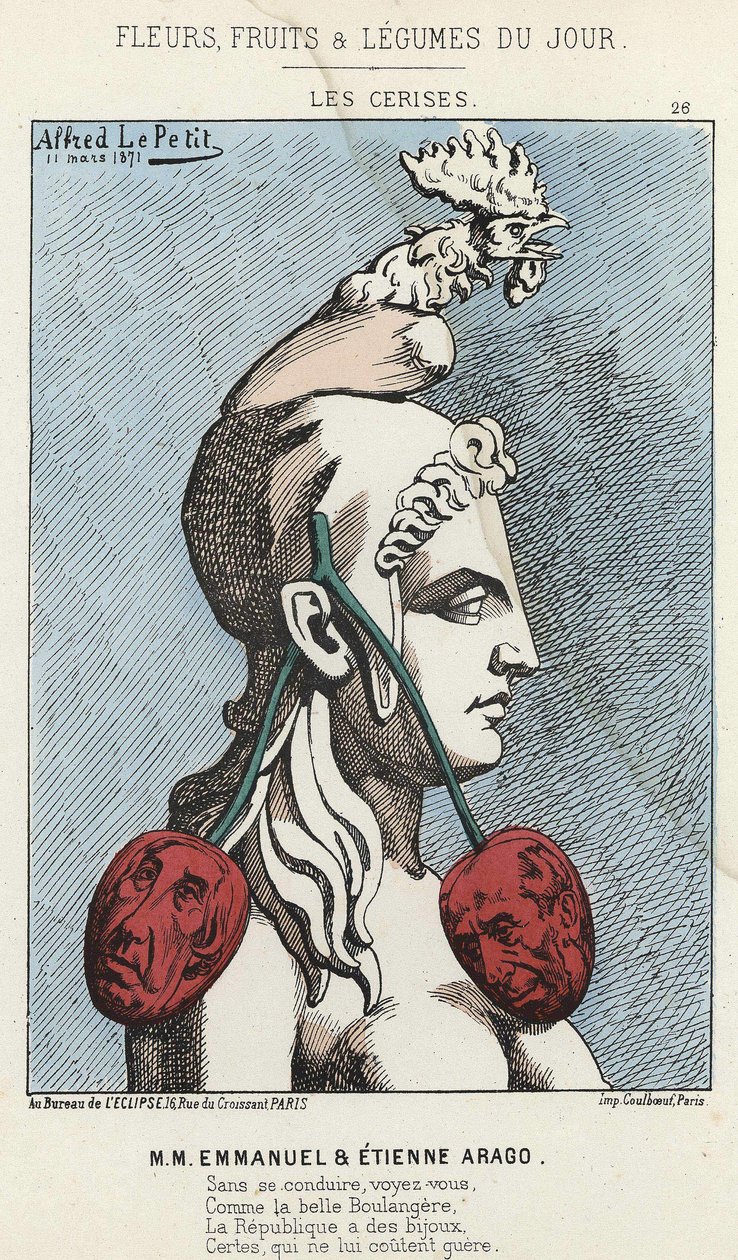 Les Cherry: karikatuur op MM Emmanuel en Etienne Arago - ill. van 11/03/1871 in 