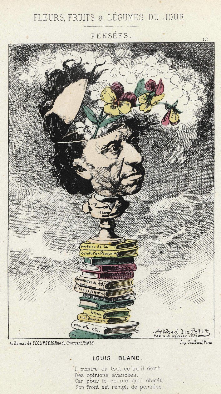 Gedachten: Cartoon over Louis Blanc - ill. van 04/02/1871 in 