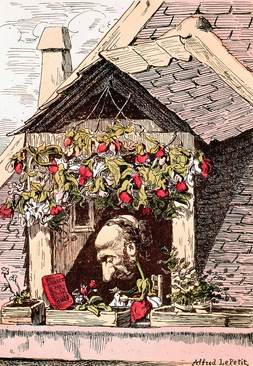 Cartoon van schrijver Jules Simon (1814-1896), auteur van "l