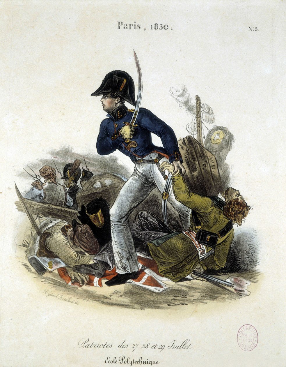 Polytechnicus tijdens de revolutie van 1830 door Lemercier door Alfred Leon Lemercier