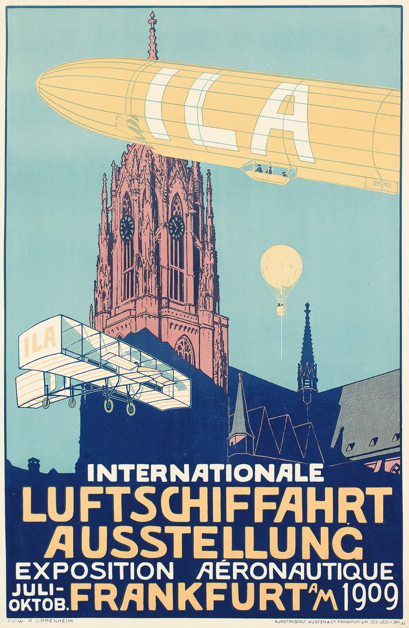 Reclameposter voor de Internationale Ballonvaarttentoonstelling van 1909 in Frankfurt door Alfred Nathaniel Oppenheim