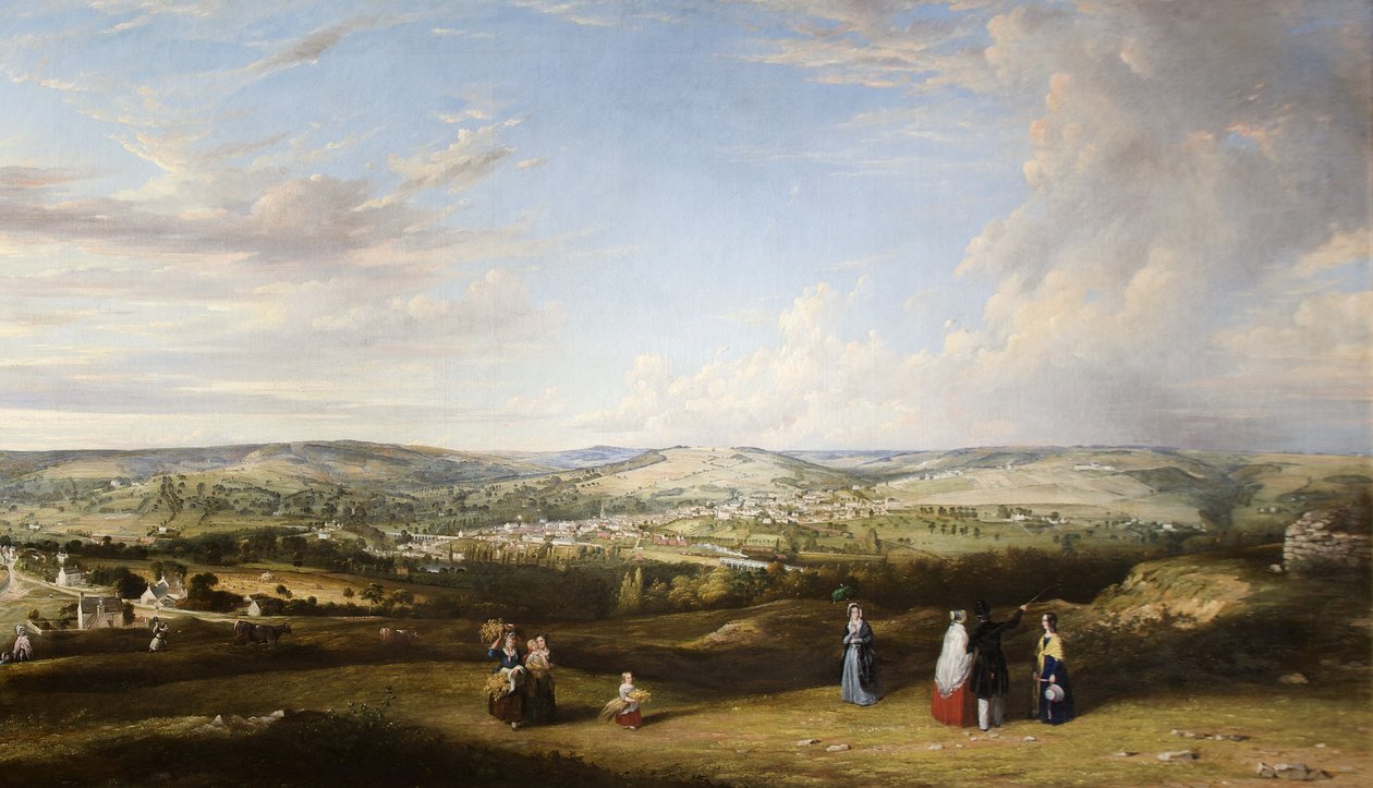 Stroud vanaf nabij Rodborough Fort, Gloucestershire door Alfred Newland Smith