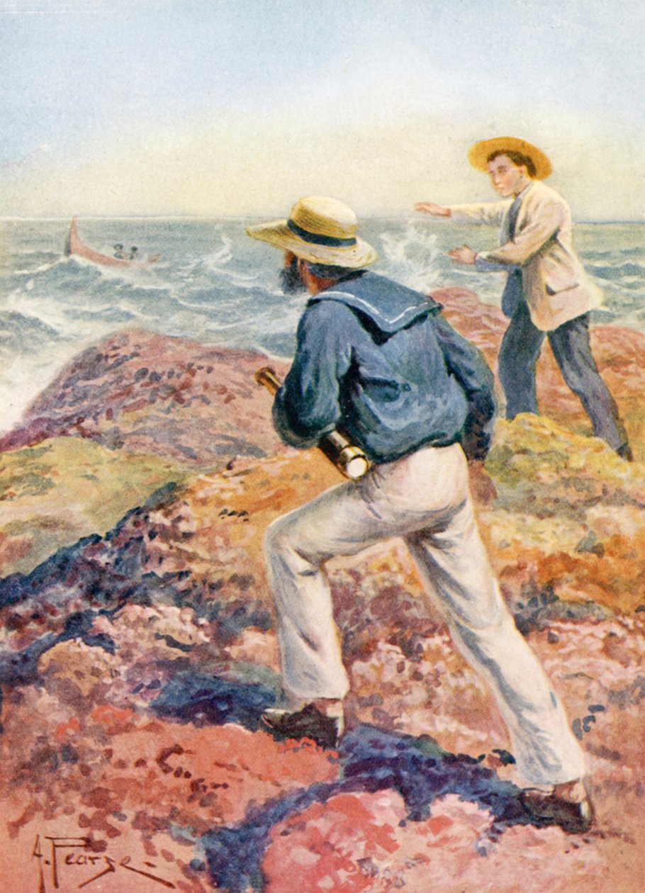 Boot ahoy (kleurenlitho) door Alfred Pearse
