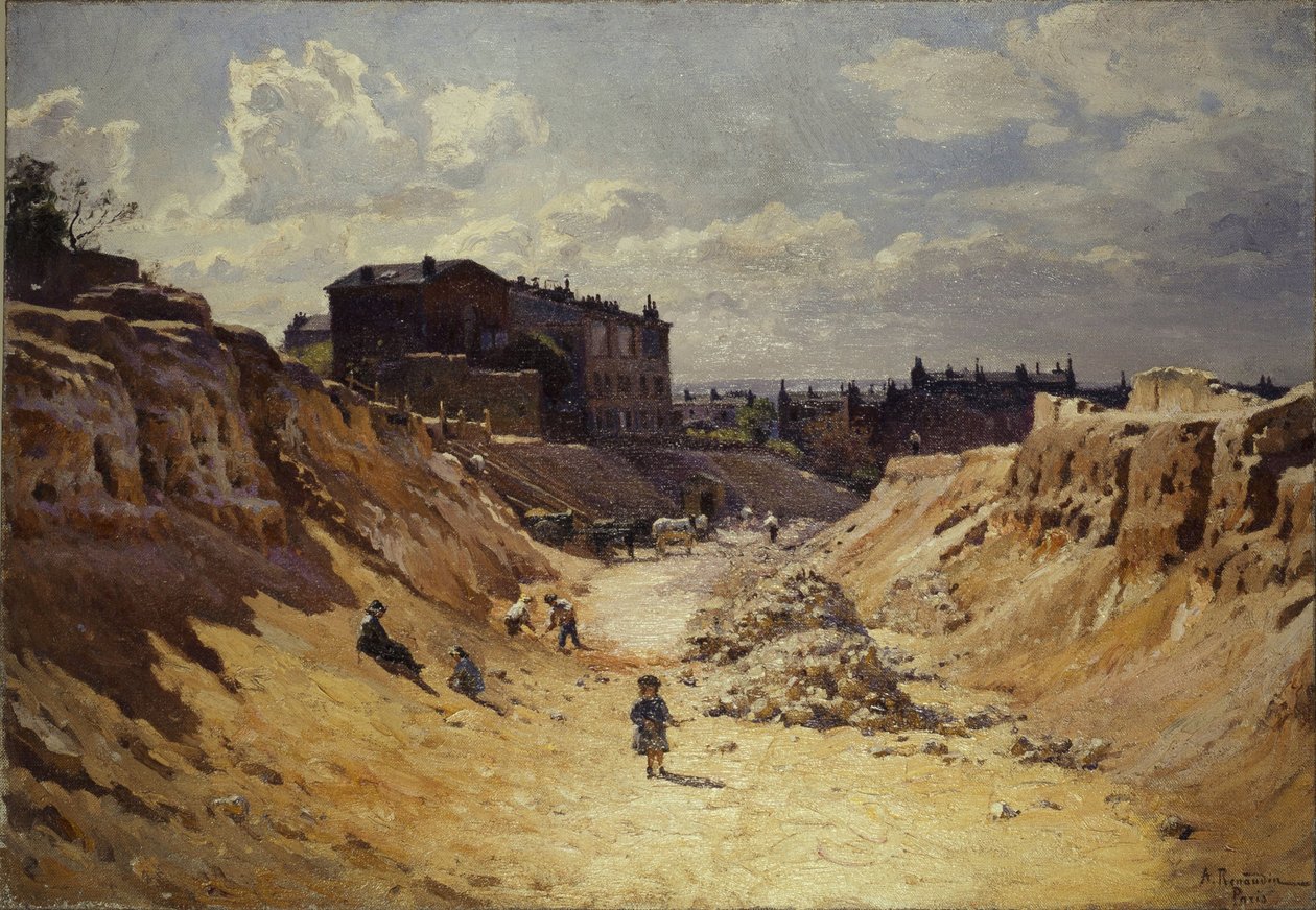 De aanleg van de avenue Junot, in Montmartre, circa 1910 door Alfred Renaudin