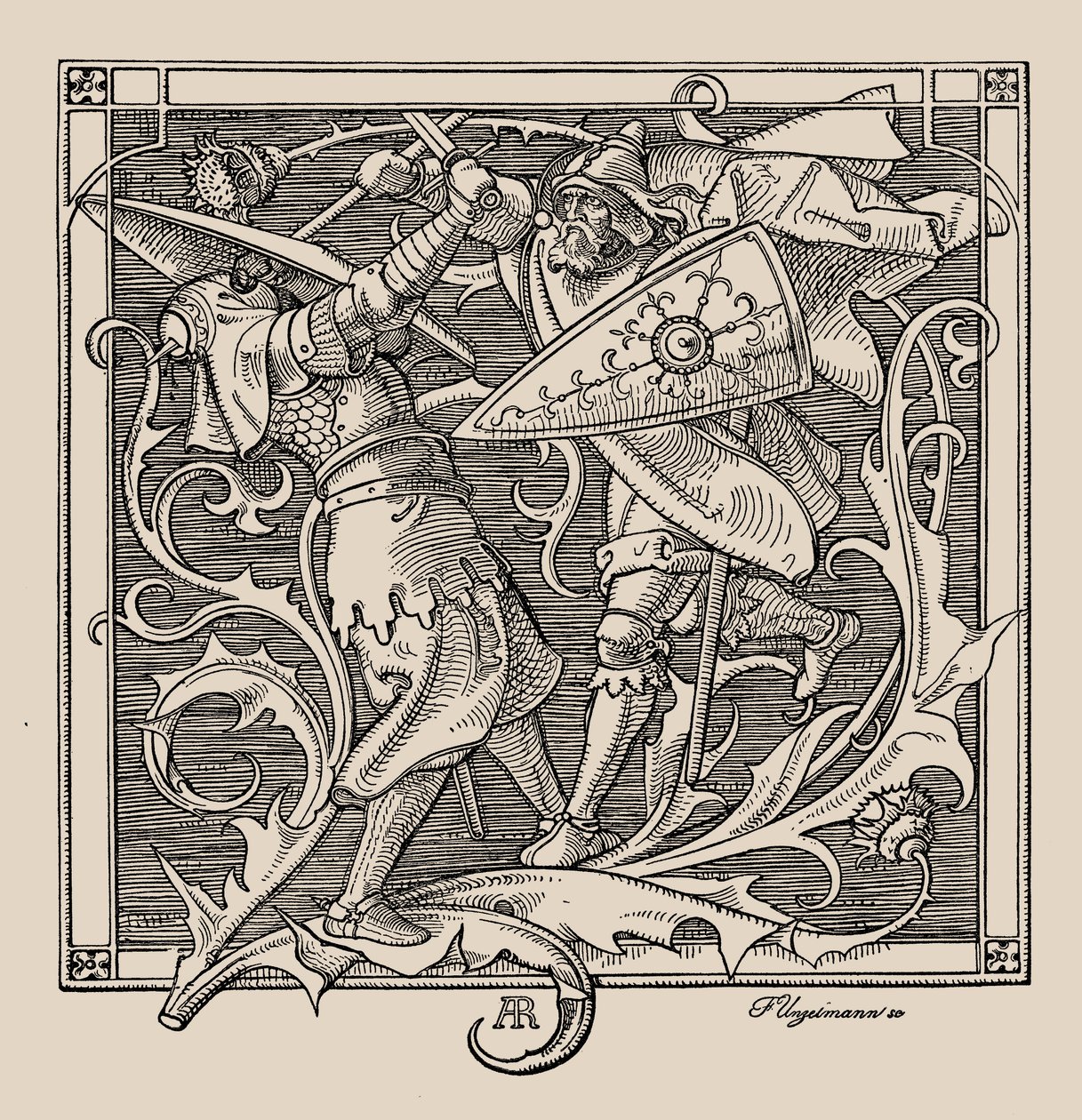 Die Nibelungen. Hagen van Troneck doodt Iring, 1840-1841 door Alfred Rethel