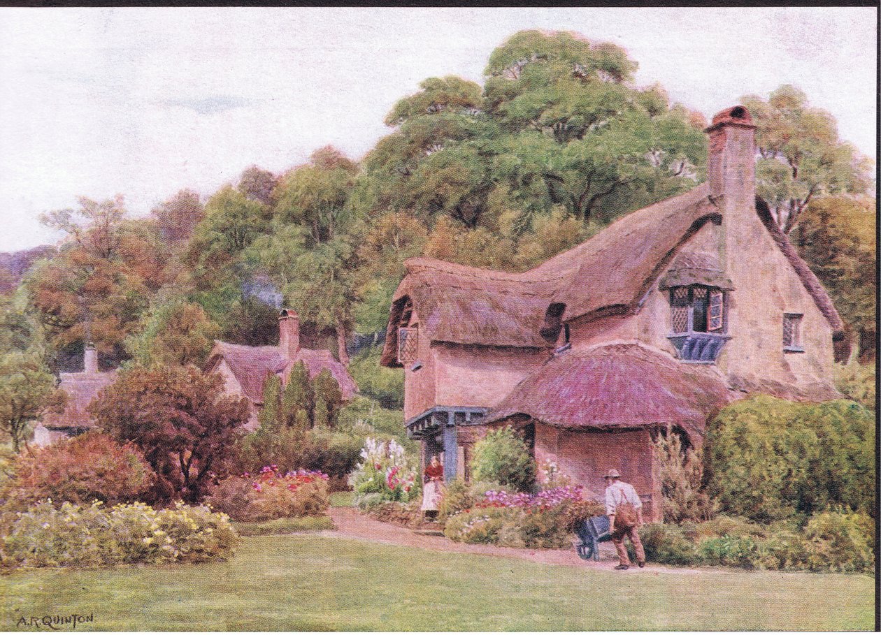 Almhouses, Selworthy Green, Somerset, uit The Cottages and the Village Life of Rural England gepubliceerd door Dent & Sons Limited door Alfred Robert Quinton