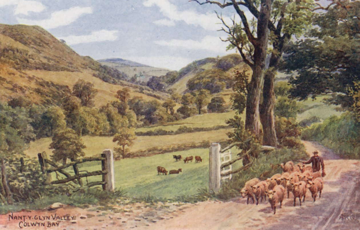 Nant Y Glyn Valley, Colwyn Bay (kleurenlitho) door Alfred Robert Quinton
