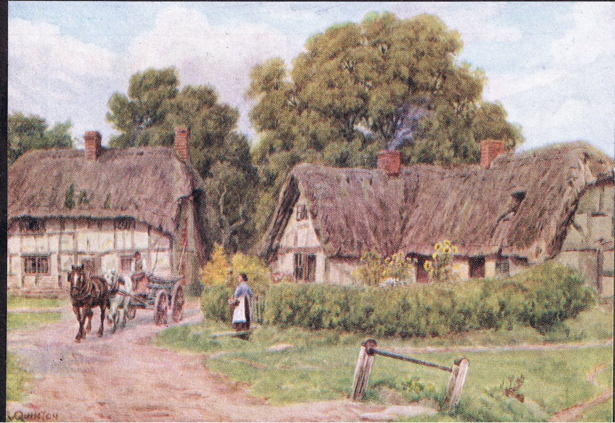 West Hagbourne, Berkshire, uit The Cottages and the Village Life of Rural England gepubliceerd door Dent & Sons Limited, 1912 door Alfred Robert Quinton