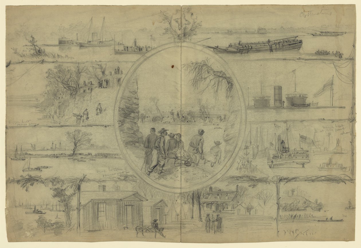 Scènes geassocieerd met Dutch Gap Canal door Alfred Rudolph Waud