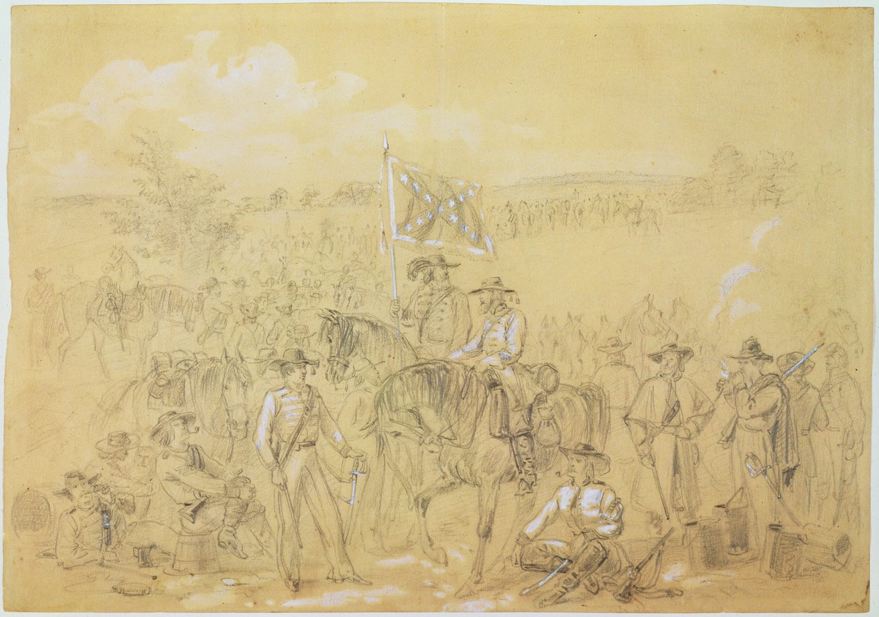 De Eerste Virginia Cavalerie bij een halte, uit 
