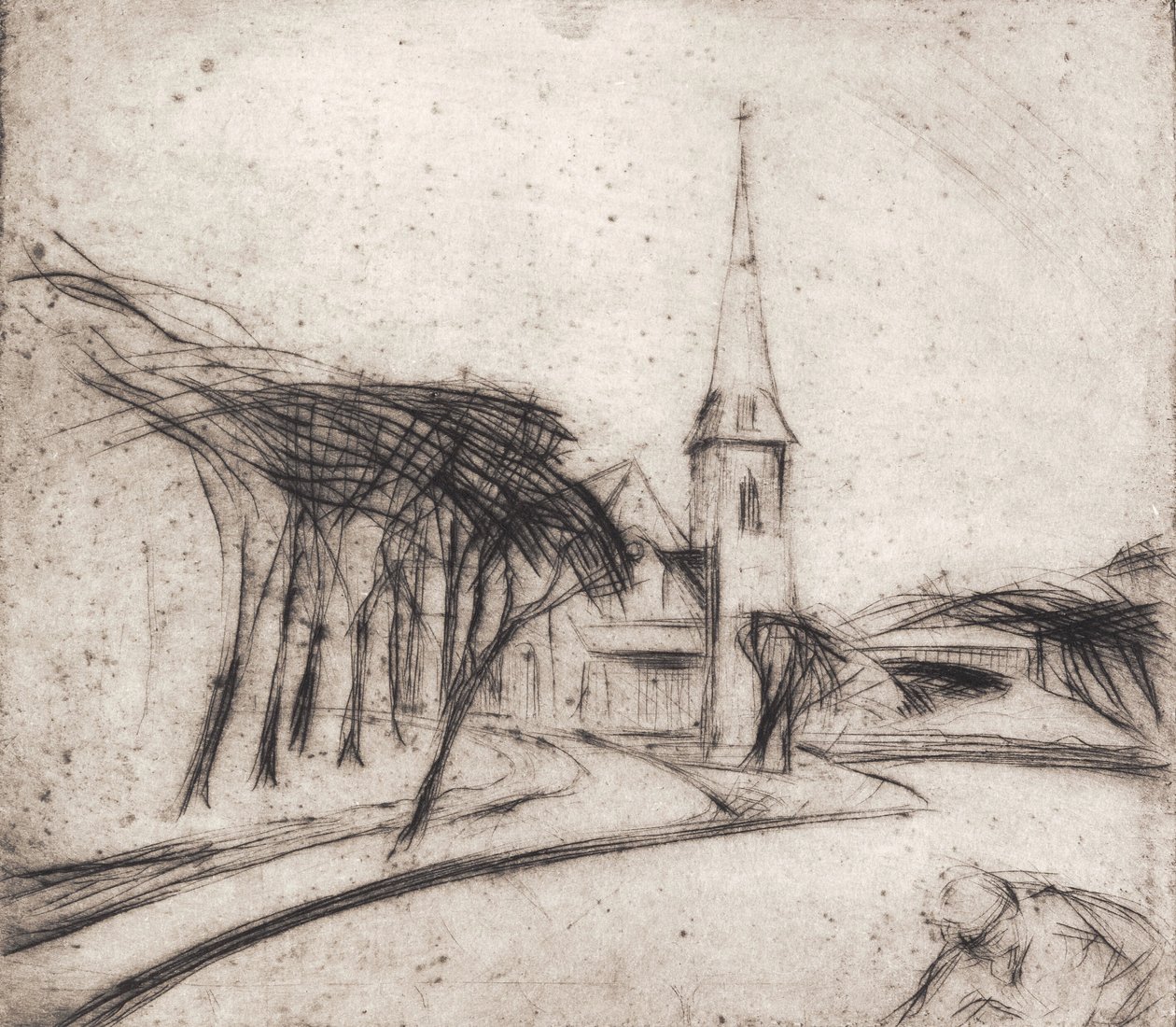Weg met kerk door Alfred Simonsen