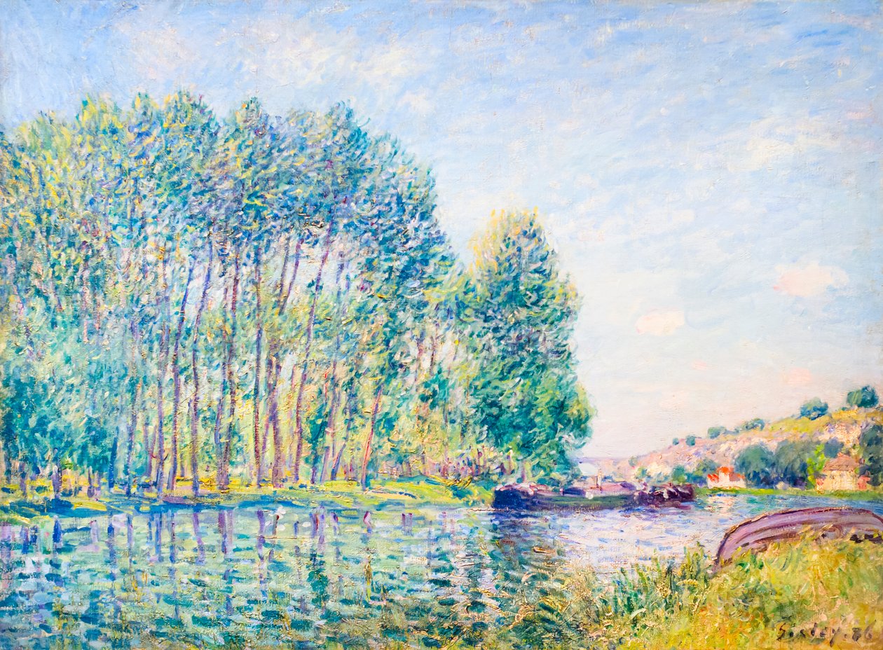 Een bocht in de Loing bij Moret door Alfred Sisley