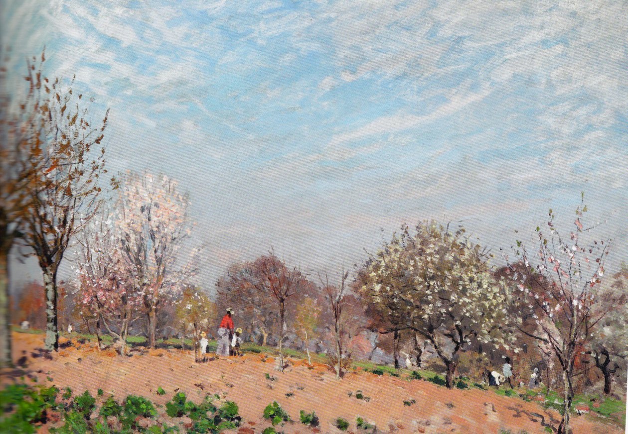 Bloeiende appelbomen in Louveciennes door Alfred Sisley