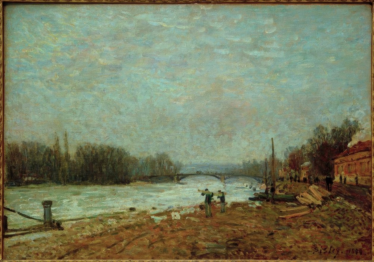 Na de ramp, de Seine bij de brug van Suresnes door Alfred Sisley