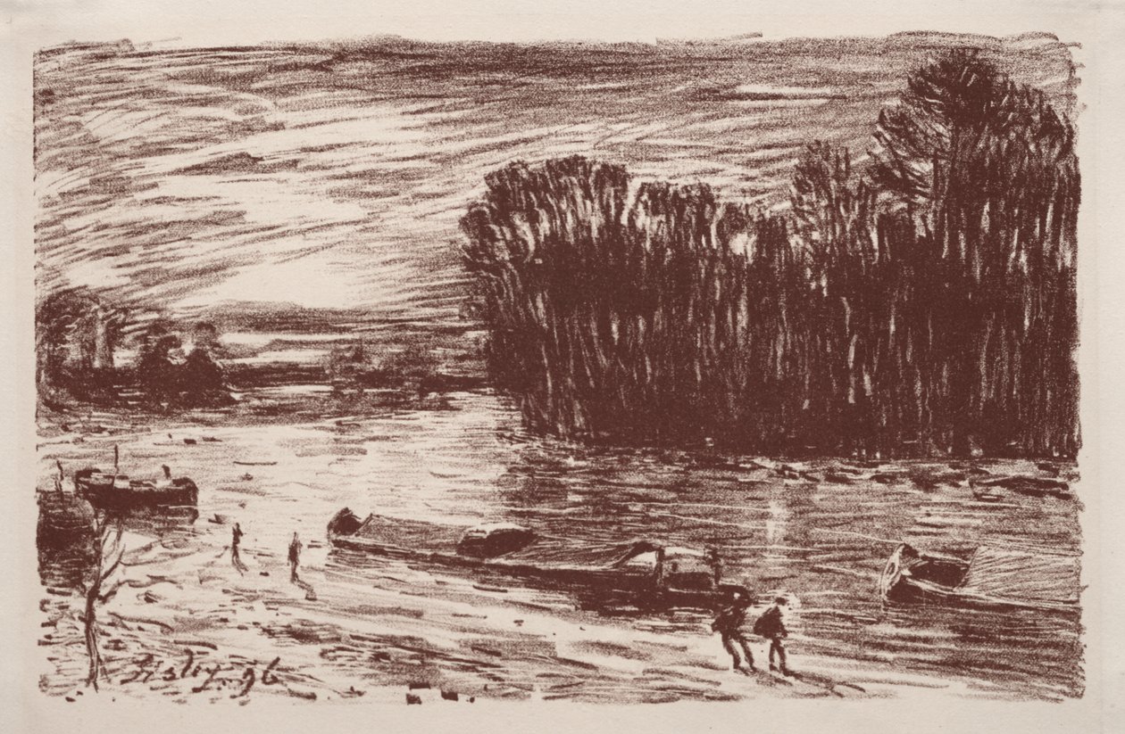 Oevers van de Loing, nabij Saint-Mammès door Alfred Sisley