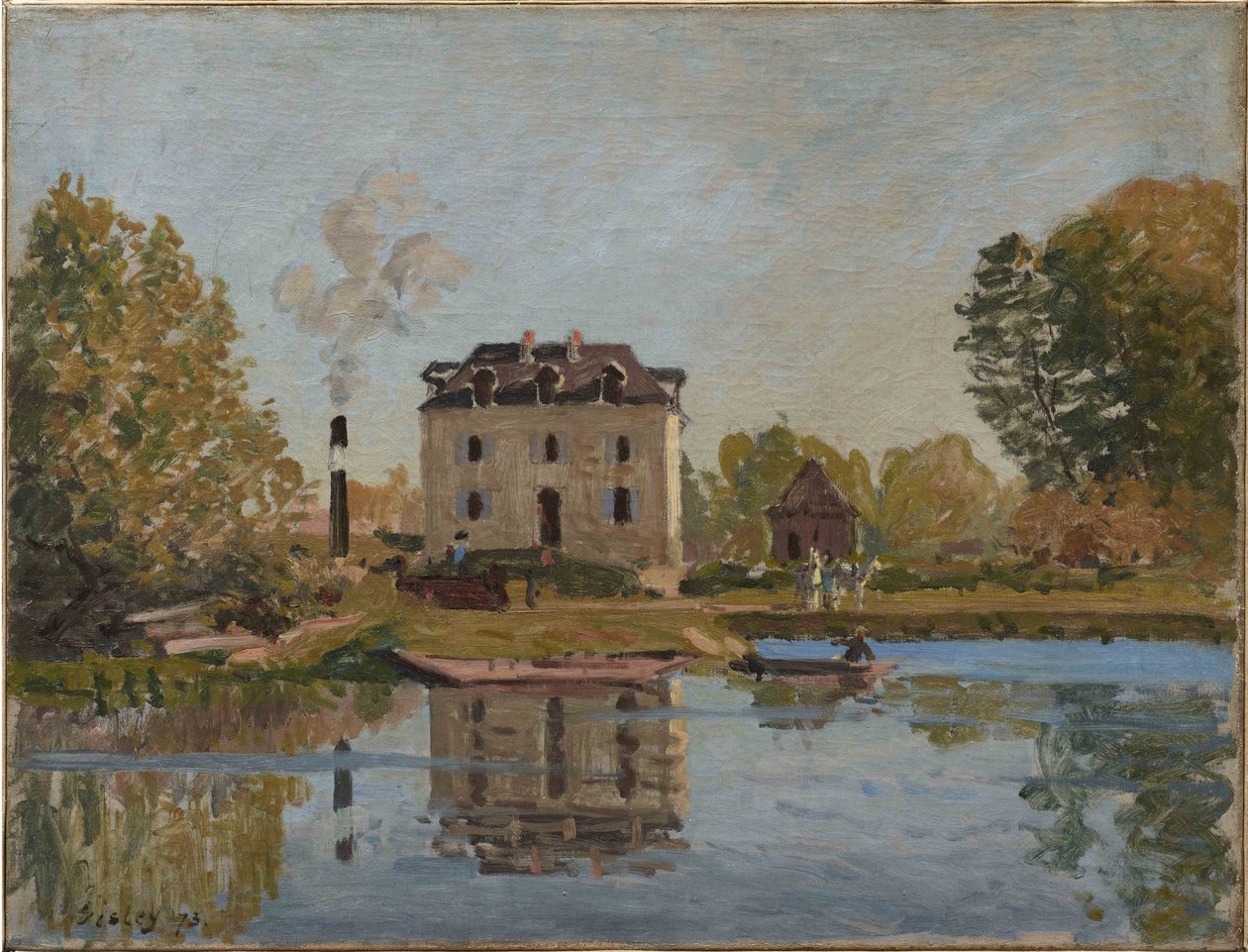 Fabriek aan de oevers van de Seine, Bougival door Alfred Sisley