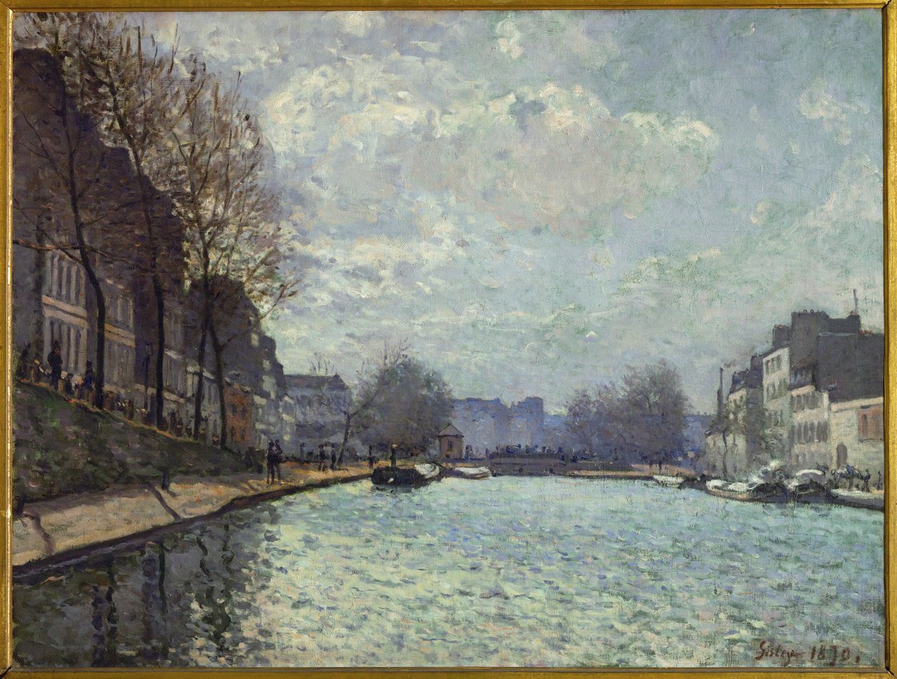 Le Canal St. Martin, Parijs (olieverf op doek) door Alfred Sisley
