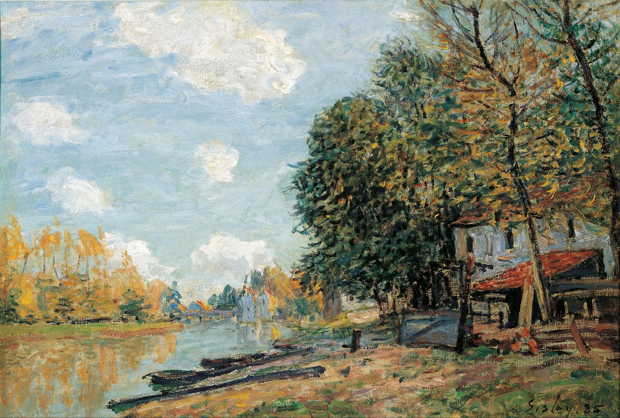 Moret: De oevers van de rivier de Loing, 1877 door Alfred Sisley