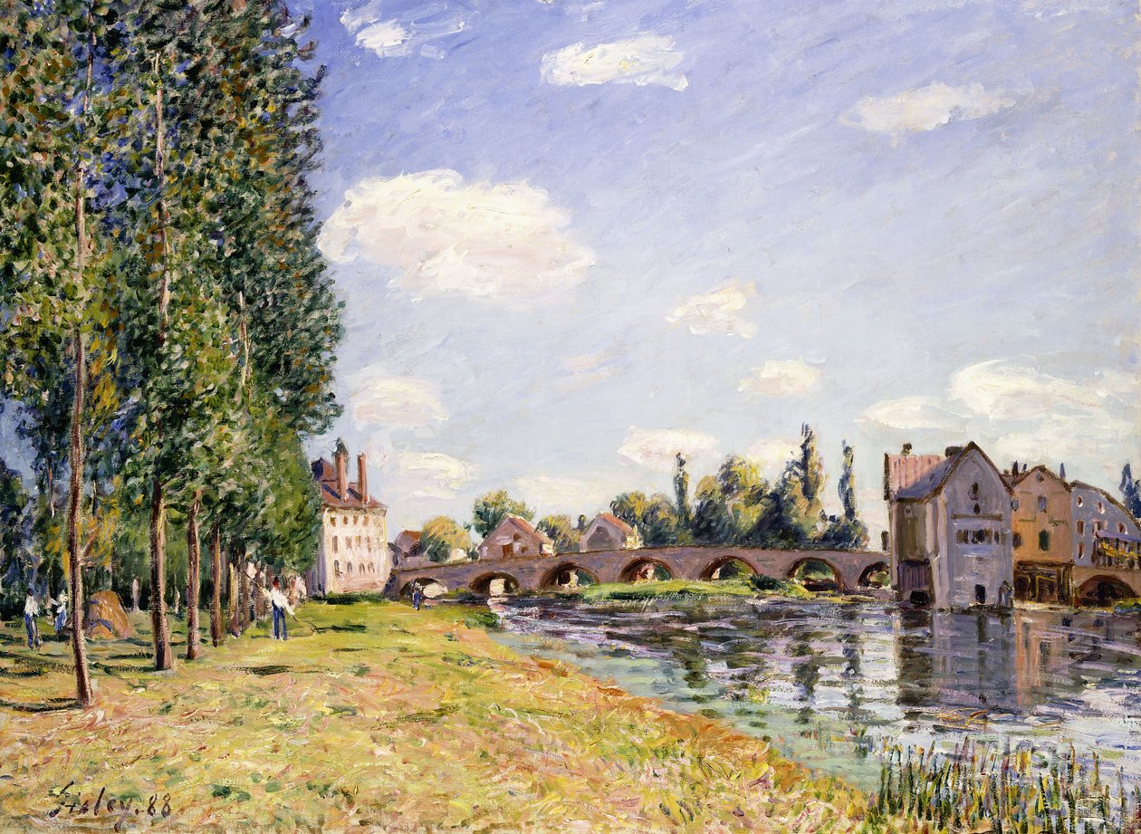 De Brug van Moret in de Zomer, 1888 door Alfred Sisley