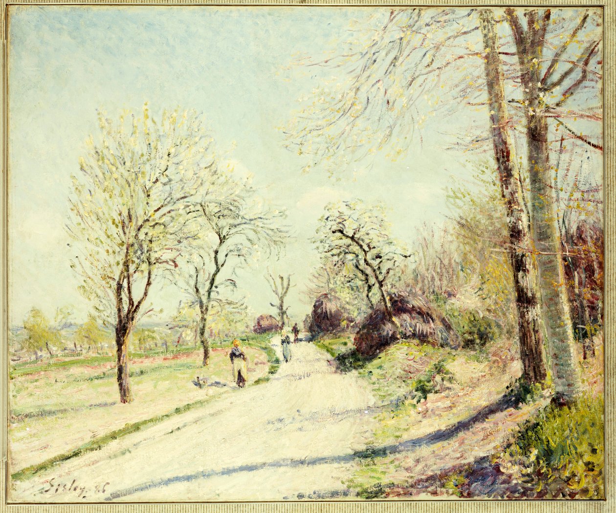 De weg van Veneux naar Moret op een lentedag, 1886 door Alfred Sisley