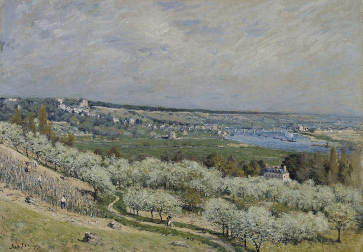 Het terras in Saint-Germain, lente door Alfred Sisley