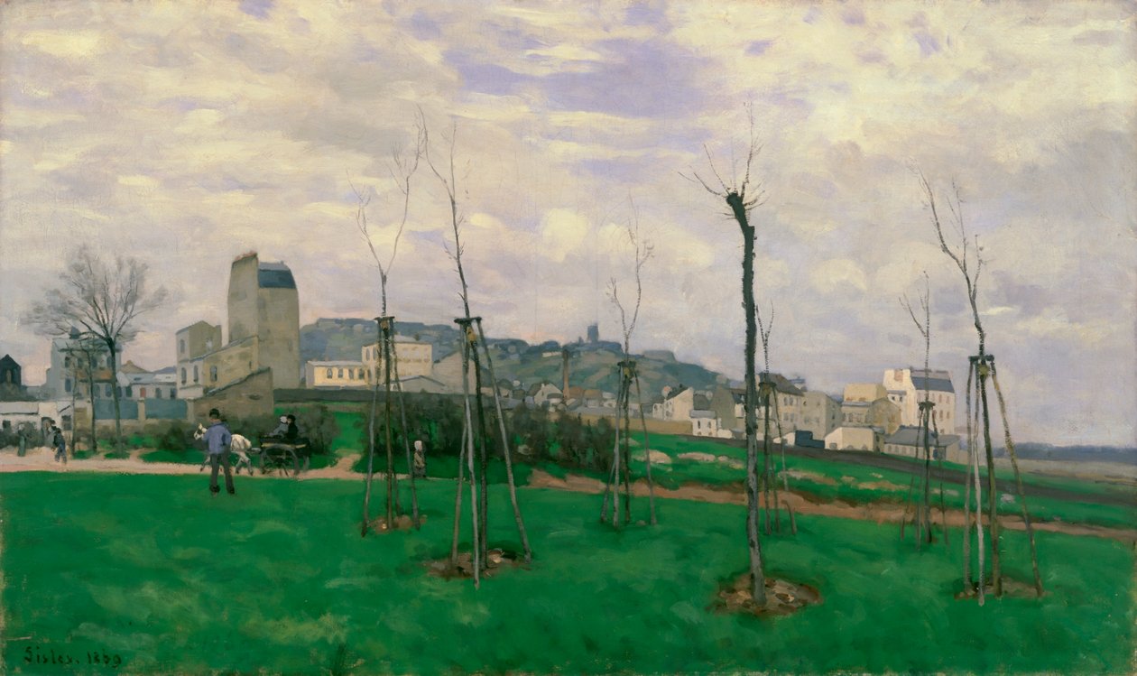 Uitzicht op Montmartre vanaf de Cité des Fleurs door Alfred Sisley