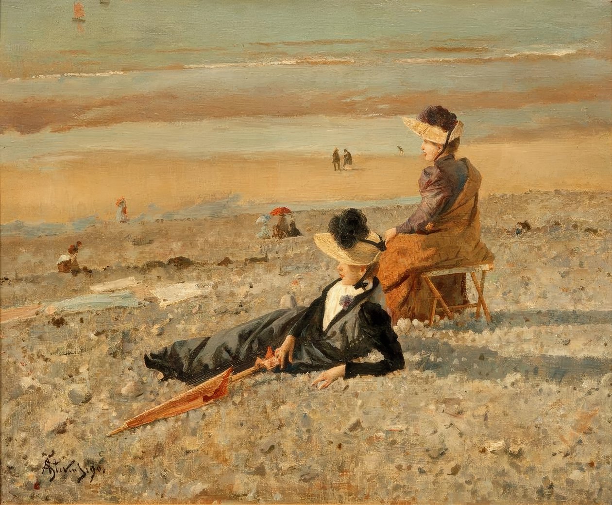 A. Stevens, Een mooie dag in Le Tréport door Alfred Emile Stevens