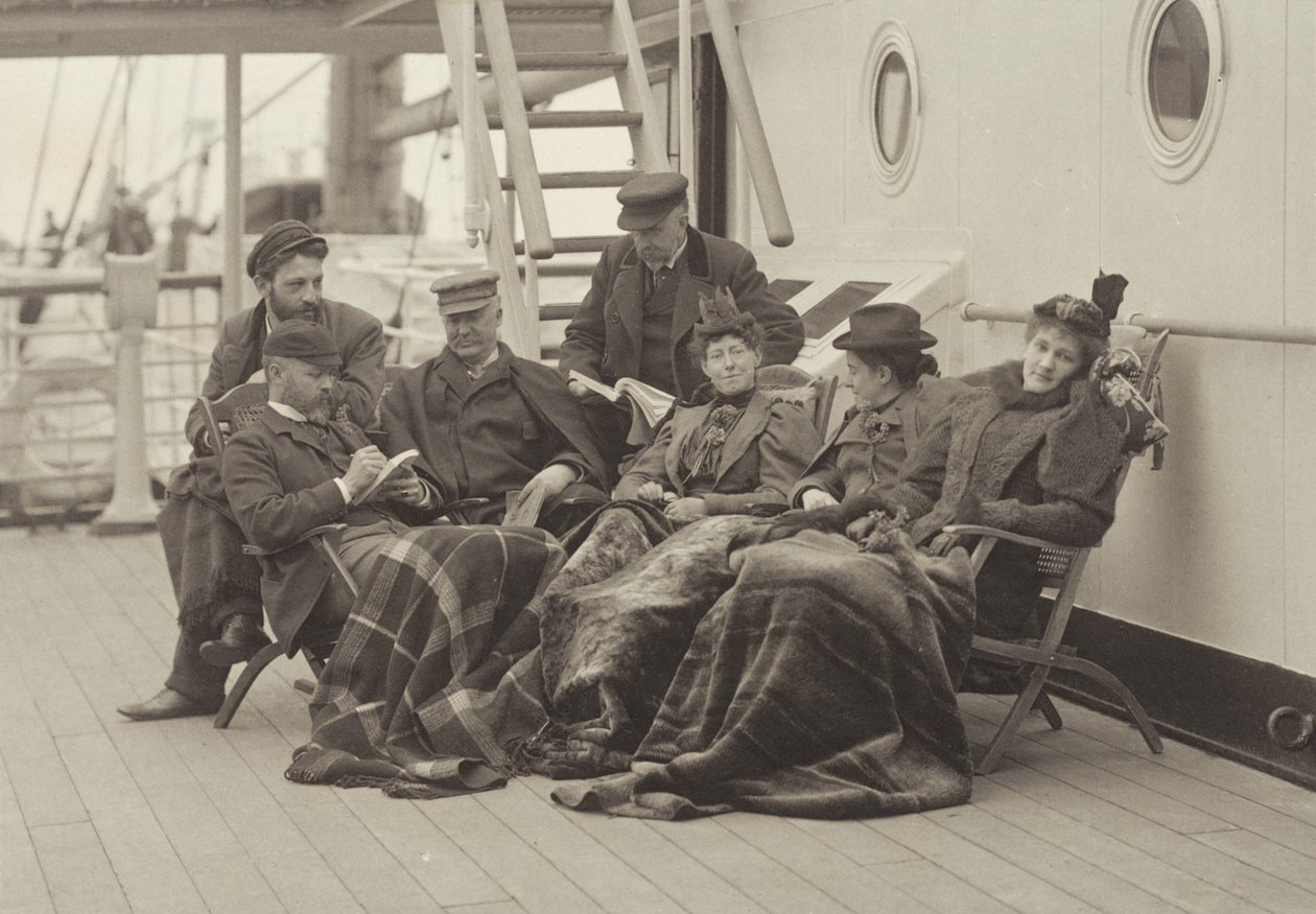 Sime Herrmann, de heer en mevrouw Mann, dr. Brown, de heer McGibbon, juffrouw Linthicum en Emmy — Aan boord van de Bourgogne, 5–14 mei 1896 door Alfred Stieglitz