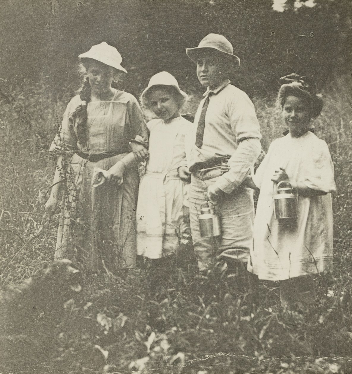 Untitled Flora, Elizabeth, Howard & Kitty in Lake George veld, 190305 door Alfred Stieglitz