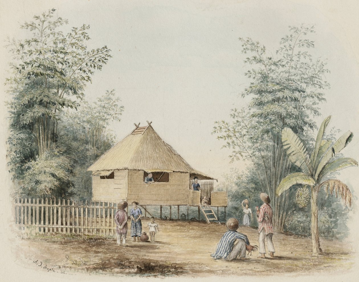 Inheems huis bij Manilla, 1842 door Alfred Thomas Agate