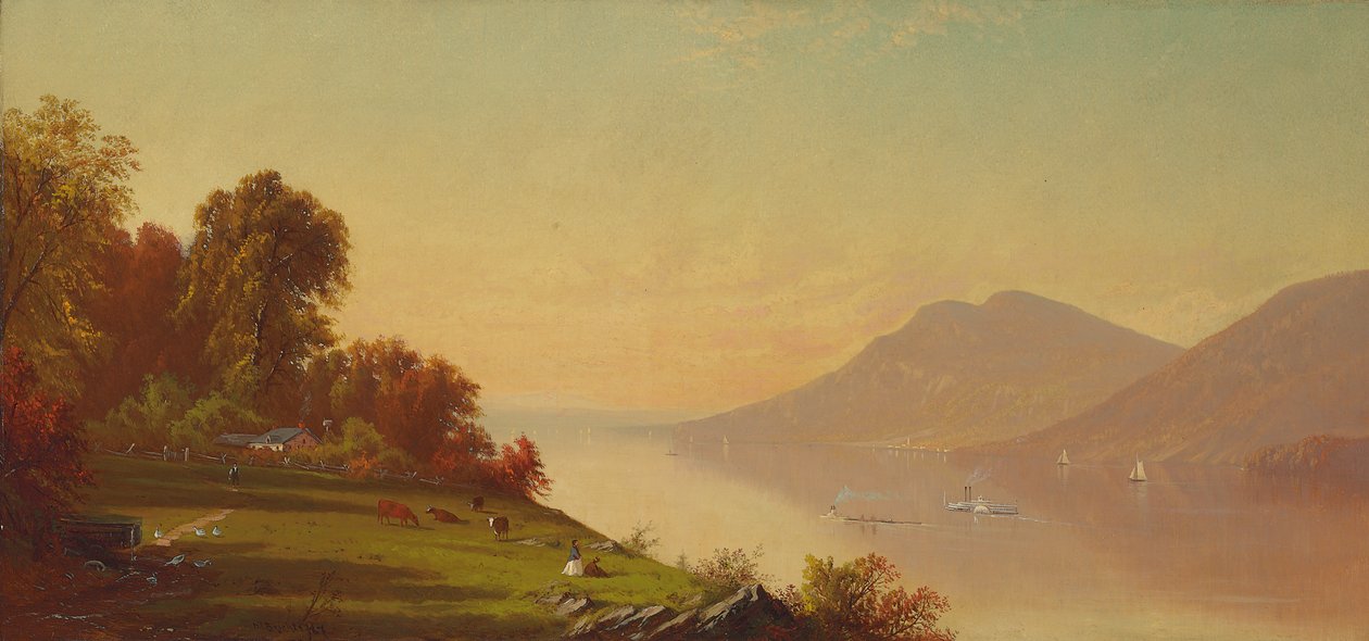 Middag aan de Hudson door Alfred Thompson Bricher