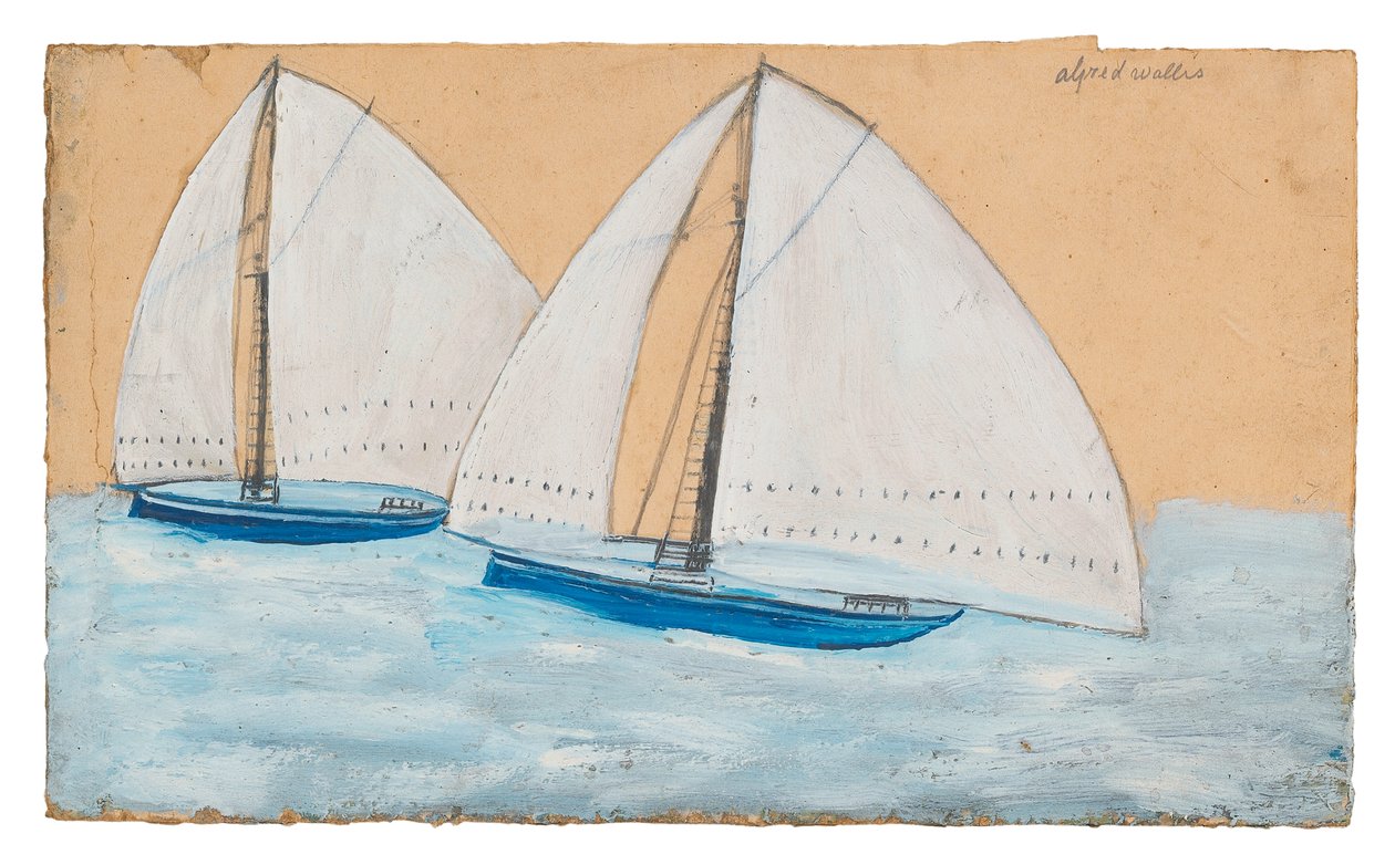 Twee zeilboten door Alfred Wallis