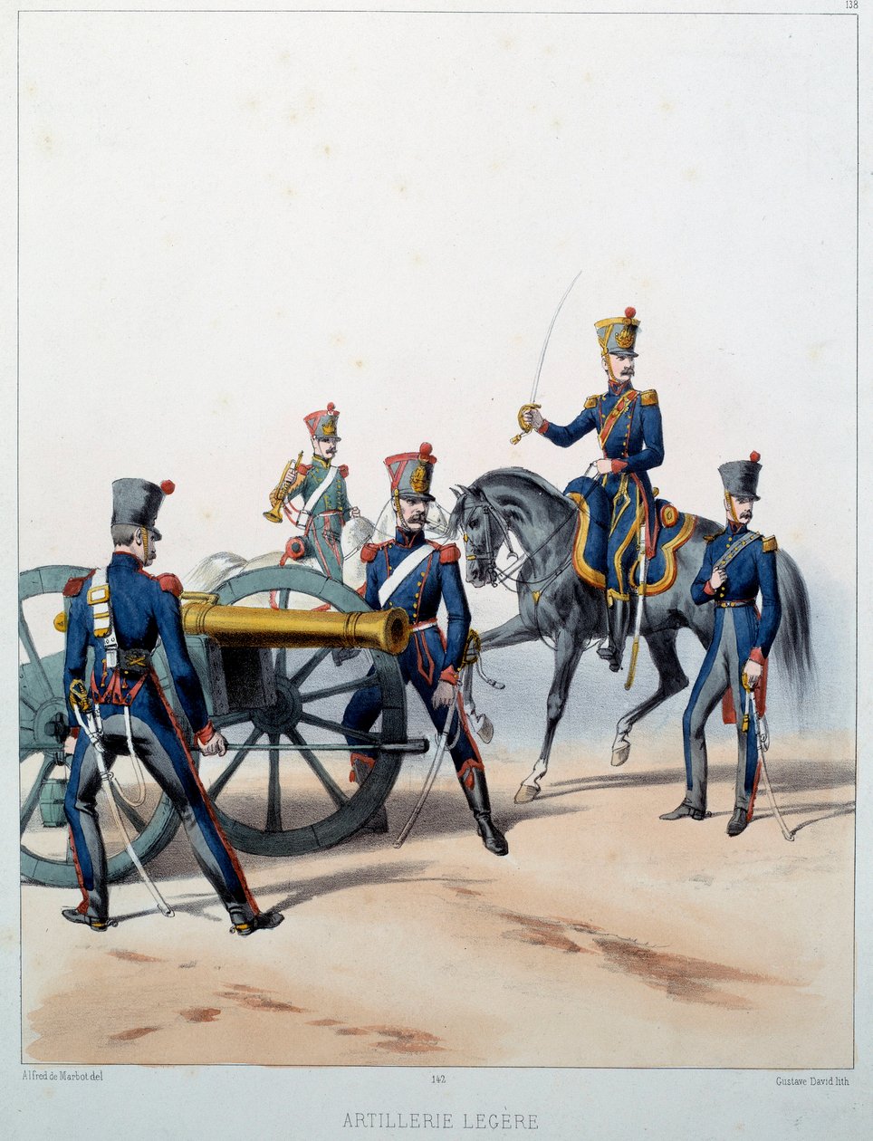 Napoleontische Armee: Lichte Artillerie. Gravure door Alfred De Marbot (19e eeuw) 1812. Malmaison, Musee Du Chateau. door Alfred de (after) Marbot