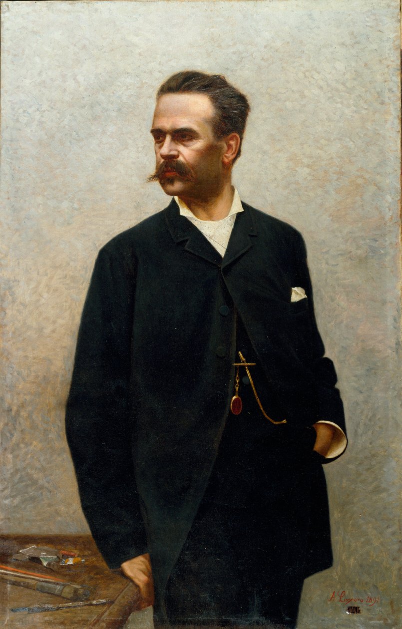 Portret van de schilder Niccolo Barabino (1832-1897) door Alfredo Luxoro