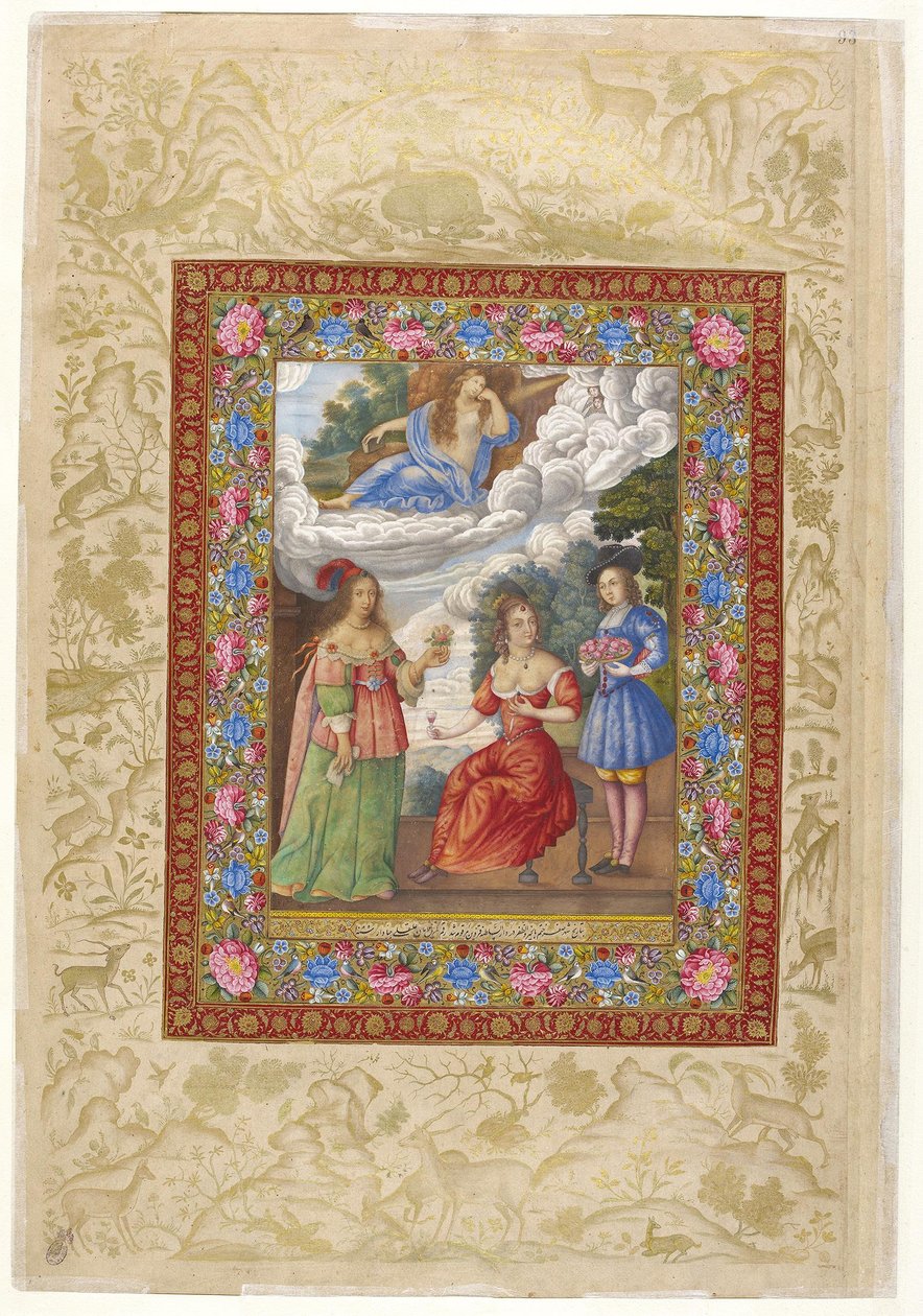 Albumschilderij van de St. Petersburg "Muraqqa" (Russische Academie van Wetenschappen E-14 f.93a) door Ali Quli Jabbadar