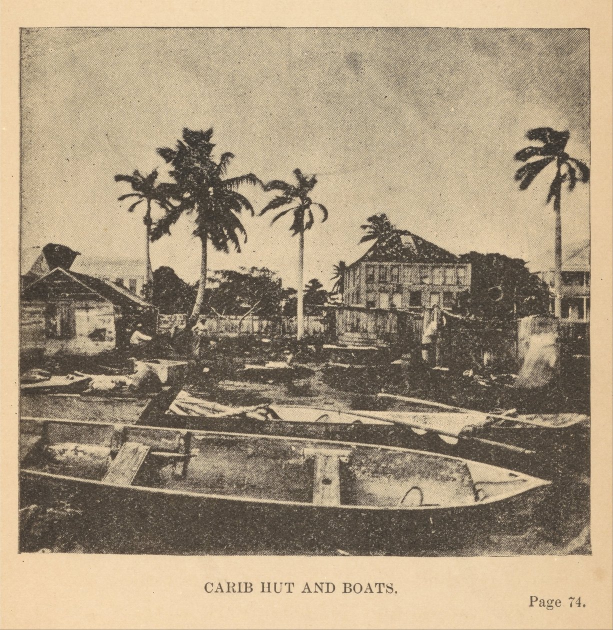 Carib Hut en Boten door Alice D. Le Plongeon