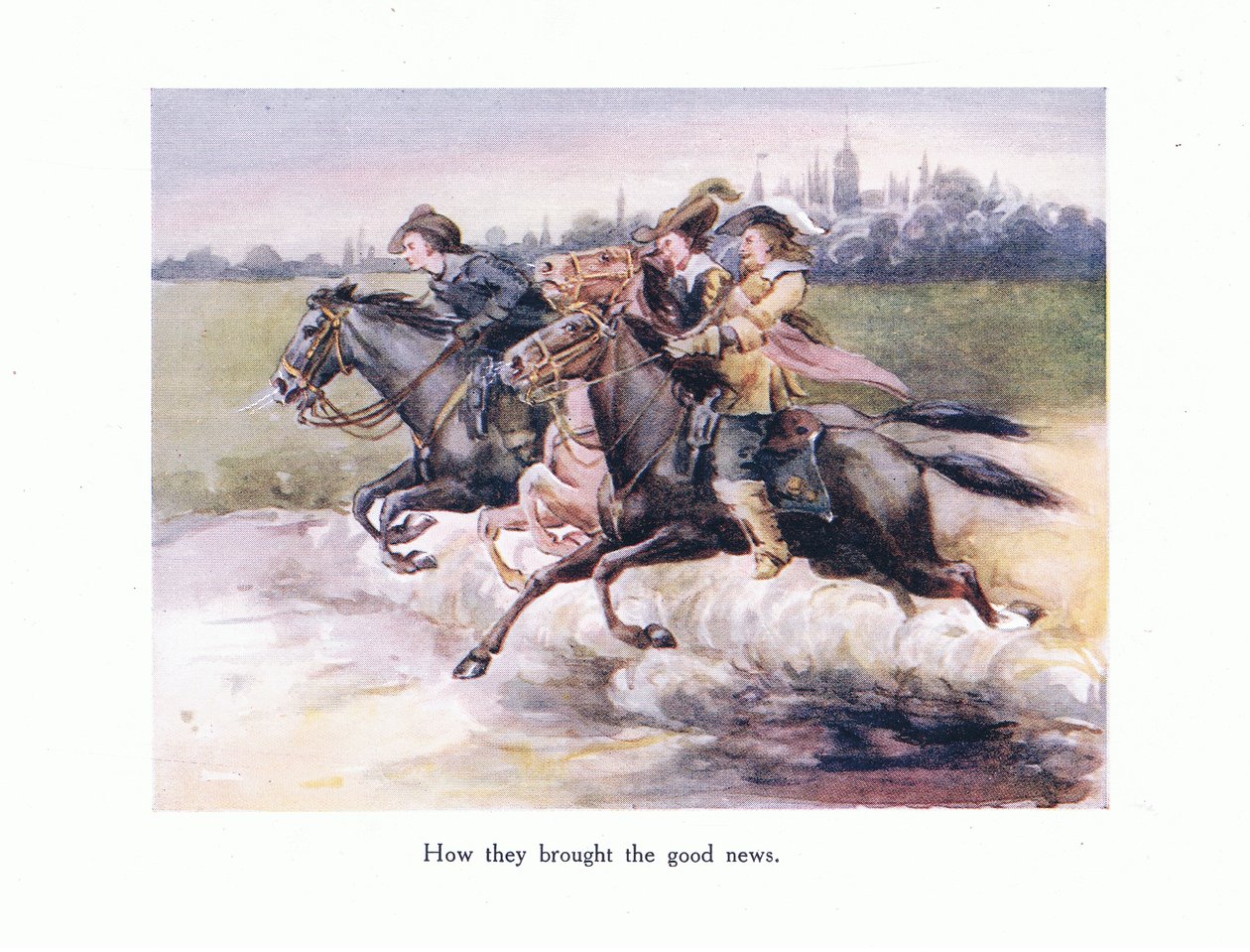 Hoe ze het goede nieuws van Gent naar Aken brachten, illustratie uit Poems for the Young: Robert Browning, ca. 1920 door Alice Ross